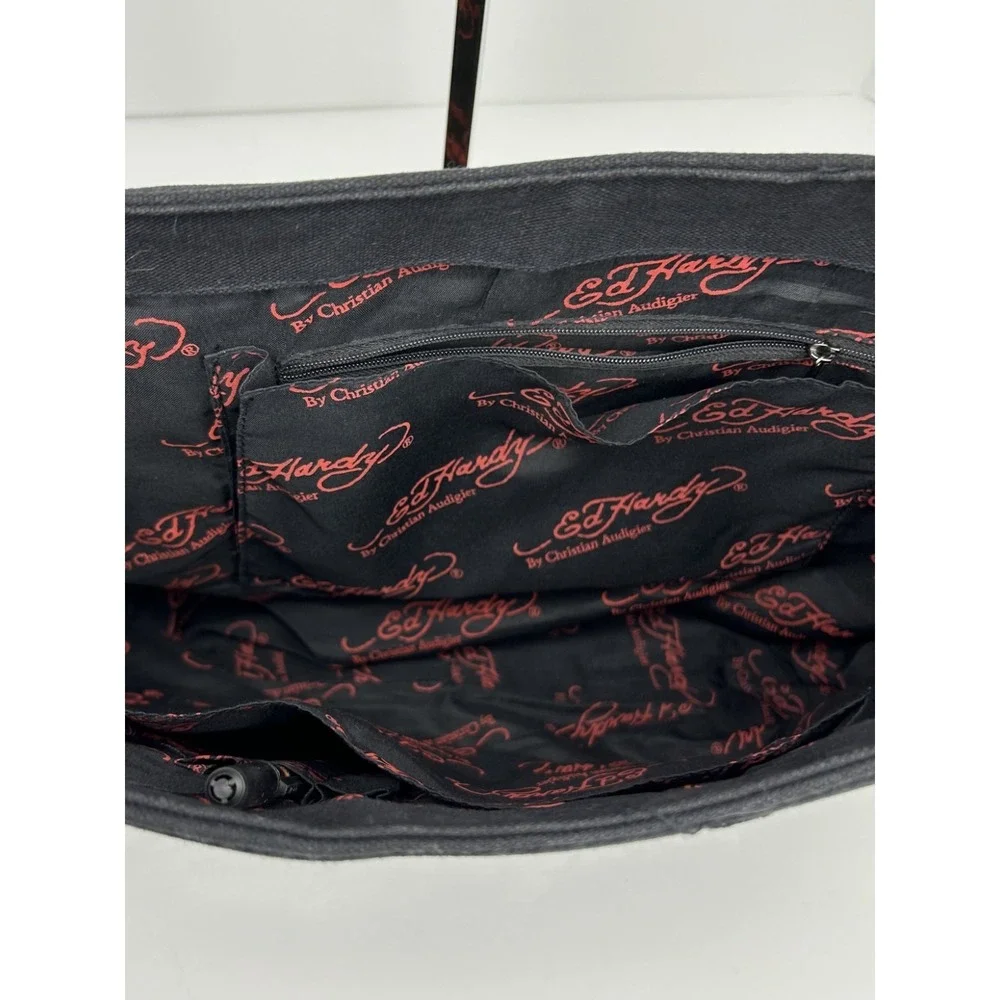 Ed Hardy by Christian Audigier Blk‎ Large Messenger Laptop Bag 